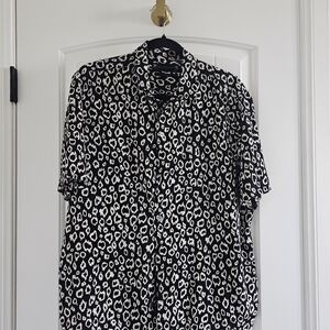 All Saints Black and White Patterned Men's Shirt